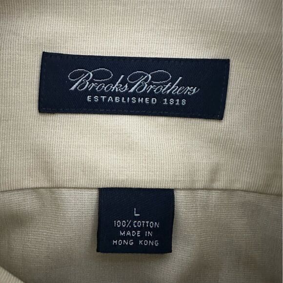 Brooks Brothers Dewars 12 Scotch Shirt Yellow Long Sleeve size L never worn - Picture 6 of 6